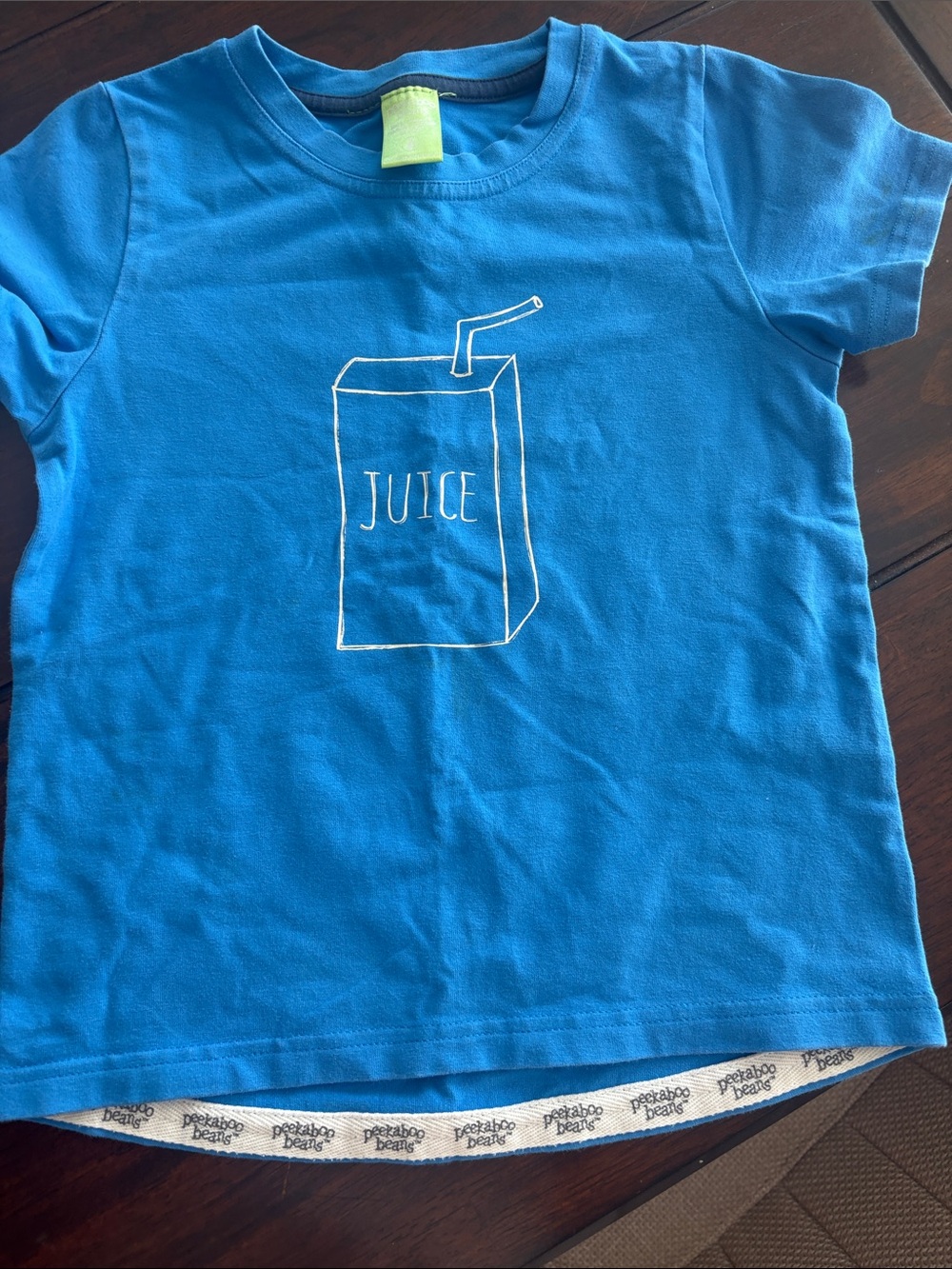 Bright Blue Kids Tee with Juice Box Graphic